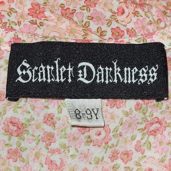 3/$25 Scarlet Darkness Girls Dress Pink Floral Prairie Lace Cottagerore 8-9Y - Picture 6 of 11